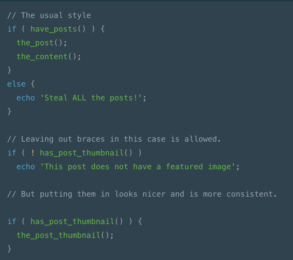 Braces for WordPress Coding Standards